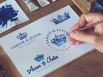Aaron & Julia Photography - Identity branding crown handpainted identity logo photography wedding