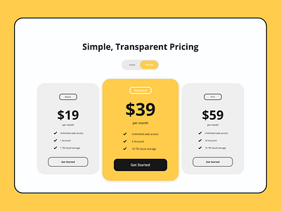 Pricing Page dailyui dailyuichallenge design figma flat minimal pricing pricing page pricing plan ui uidesign uiux web webdesign