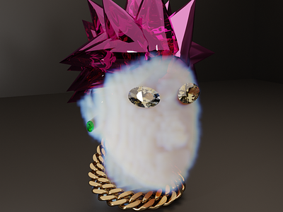4444 Caratz 3d blender diamonds glass head light nft portrait purple render sculpture