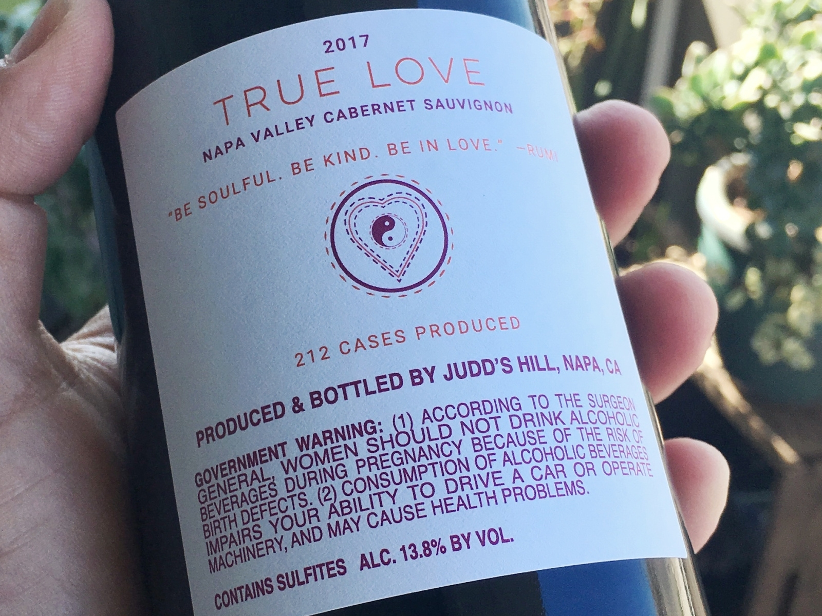 True Love Wine Label Package Design, back detail by Joe Borreson/DUST