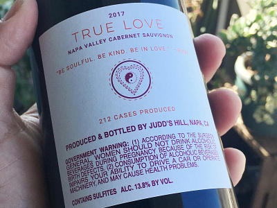 True Love Wine Label Package Design, back detail package design rumi sacred geometry wine label yin yang