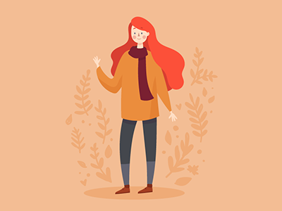 Sweater Weather autumn fall ginger head leaves orange red scarf sweater