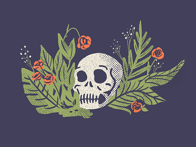 Goodbye Day of the Dead dead flowers halftone head leaves plants skull texture