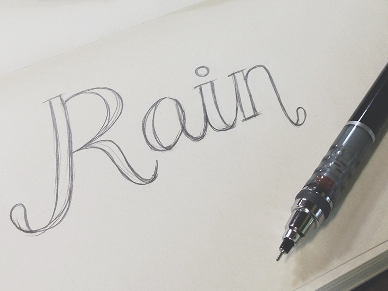 Rain ☂ rain typography hand lettering pencil sketch lettering moleskine