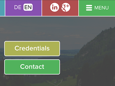 DE & EN green hamburger menu navigation proxima nova purple red website