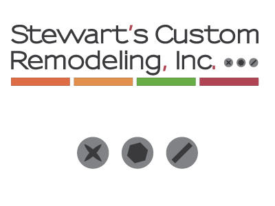 Stewart's Custom Remodeling branding construction logo sansumi screws