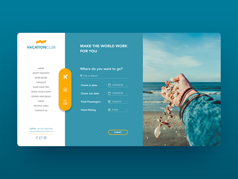 Vacation club Booking Concept interface interface design ui travel booking vacation blue concept ui website