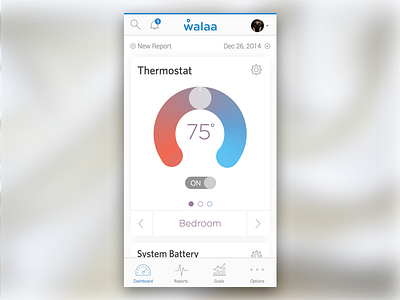 iOS Home Energy Management Dashboard app clean dashboard flat thermostat ui