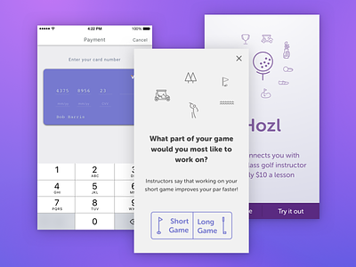 Golf Education Wires education golf ios purple ui user interface wireframes