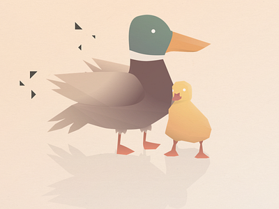 Cuddles duck duckling family illustration minimal
