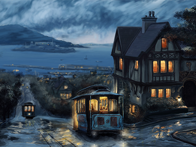 San Francisco digital illustration landscape painting photoshop