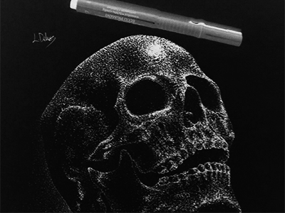 Negative skull using pointillism drawing negative pen pointillism skull
