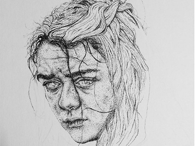 Arya Stark art arya drawing game of pen pointillism portrait stark stippling thrones