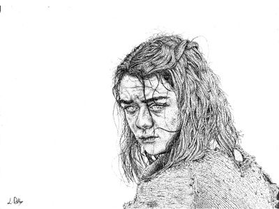 Arya Stark art arya drawing drawn game hand pen pointillism portrait stark stippling thrones