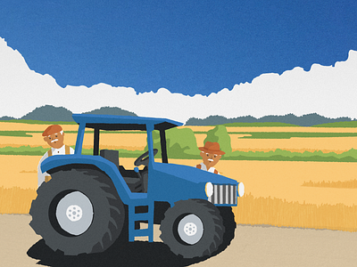 The two shy twin farmers from Havree. character design farmers graphic design illustration illustrator landscpae tractor vector