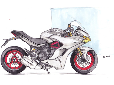 Ducati Supersport sketch copic handdrawn marker paper sketch