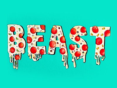 Tasty Beast illustration pizza typography