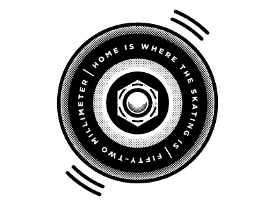 Home Is Where the Skating Is halftone illustration printmaking screenprint skateboarding wheel