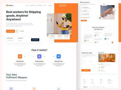 Shipping Landing Page app branding delivery design landign page landing page design live logo orange package principle ship shipping tracking ui uiux web web ui website website design