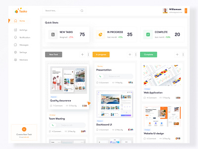 Project Management Dashboard. Tasko application branding clean csm dashboard dashboard design design figma management manager minimal project project management task ui ui design uiux web app web design webdesign