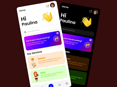Service App UI dark ui mobile ui modern ui service app ui