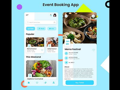 Event Booking App UI booking app ui design trends event booking app minimal ui mobile ui modern ui simple ui