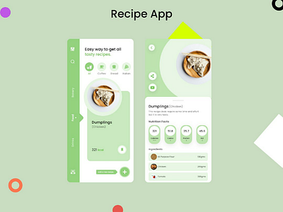Recipe App UI green ui minimal design minimal ui mobile ui modern ui recipe app ui simple ui trending ui trend