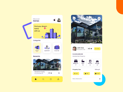 Housing App colorful ui housing app ui mobile ui modern ui simple ui ui trend yellow ui