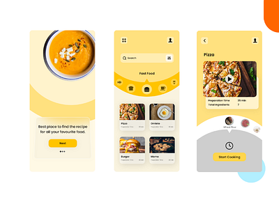 Recipe App circular design daily ui minimal design modern ui recipe app ui simple ui ui trend yellow ui