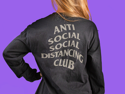 Anti Social Social Distancing Club | Long-sleeve 2d covid19 design design inspiration flat logo logo design mockup social distancing social distancing club social media supreme tshirt typography vector