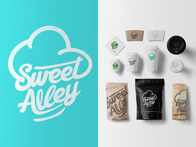 Sweet Alley advertising branding candy coffee froyo frozen yogurt ice cream identity interior design logo packaging shop