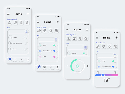 Smart Home App landing page design mobile app design mobile ui neumorphism ui ui ui design uiux ux ux ui webdesign