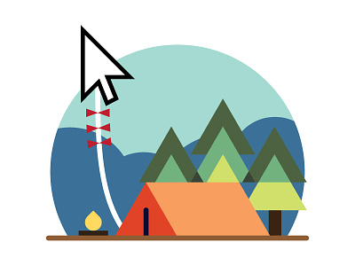 Stay Connected camping city connect geometric illustration internet pitch sea vector