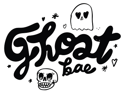 Inktober Prompt: Ghost (bae) ghost halloween hand lettering illustration inktober