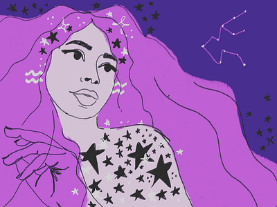 Aquarius astrology feminine illustration