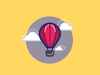 Up, up and away balloon hot air balloon icon illustration sky vector