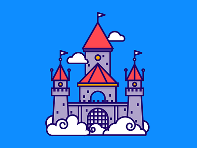 Castle in the Sky castle cloud icon illustration vector