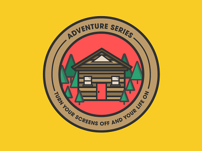 Screen off | Life on (2) adventure badge cabin icon illustration vector