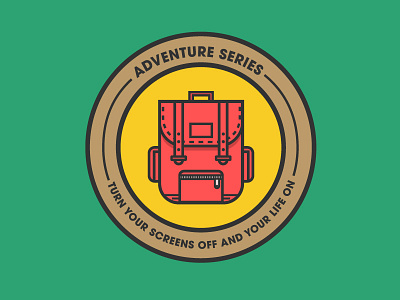 Screen off | Life on (3) adventure backpack icon illustration vector