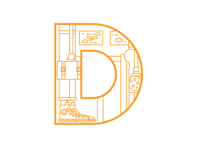 D is for Departure departure icon iconography illustration line suitcase travel type