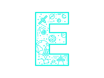 E is for Expedition expedition icon iconography illustration line outerspace planets travel type