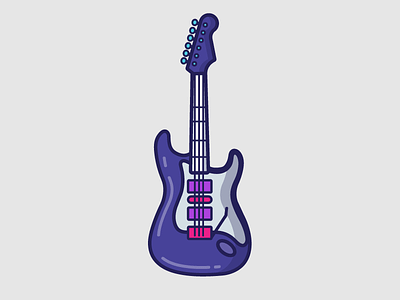 Electric Guitar color fender guitar icon iconography illustration instrument music musician