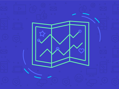 Mapping buffer icon illustration line meausre pattern phone social media strategy