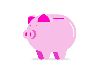 Pink & Round bank coin dollar illustration money oink pig piggy savings