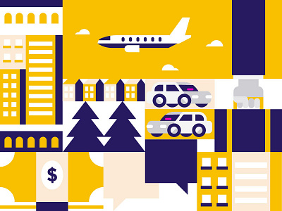 Business Travel business car geometric icon illustration lyft plane ride rideshare travel