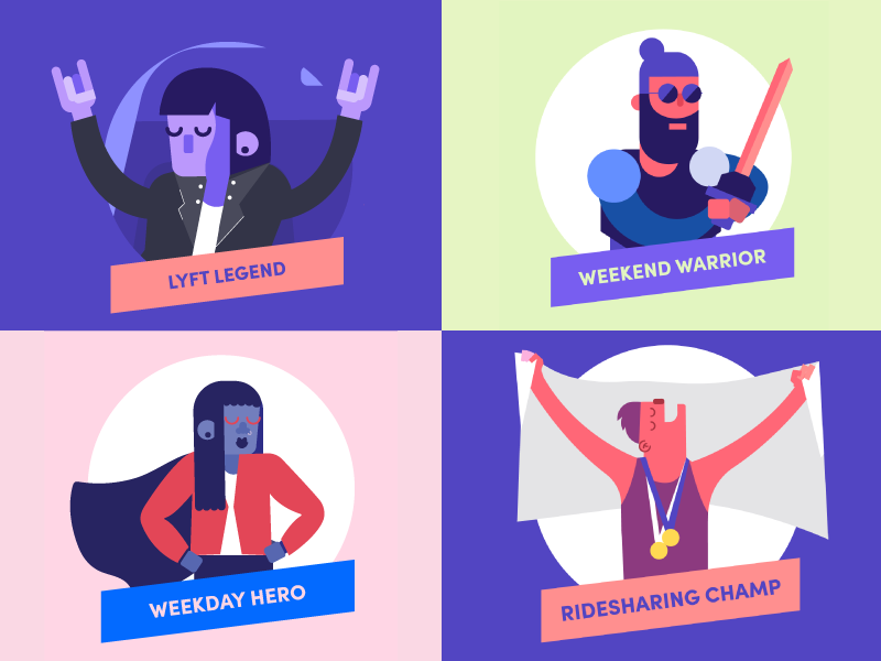 Lyft Lookback color lyft year in review icon illustration person people character