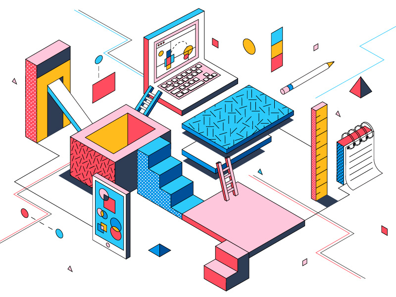 Creating a Design System shape design systems visual metaphor illustration conceptual system isometric design asana