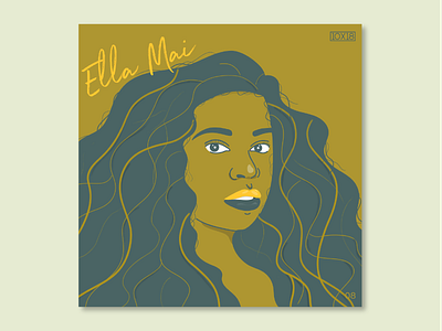 10X18 – 8. Ella Mai, Ella Mai 10x18 album album art black woman character curly hair ella mai illustration music portrait rb woman women