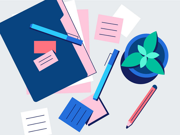 Cluttered Desk by Maya Ealey for Asana on Dribbble