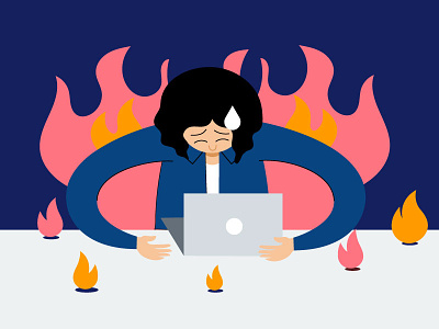 Avoid Burnout asana burnout character fire illustration line vector work workload